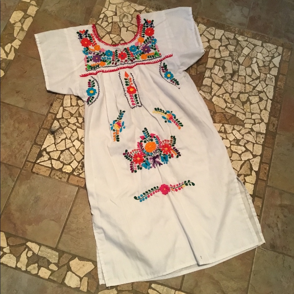Girls Mexican embroidered dress